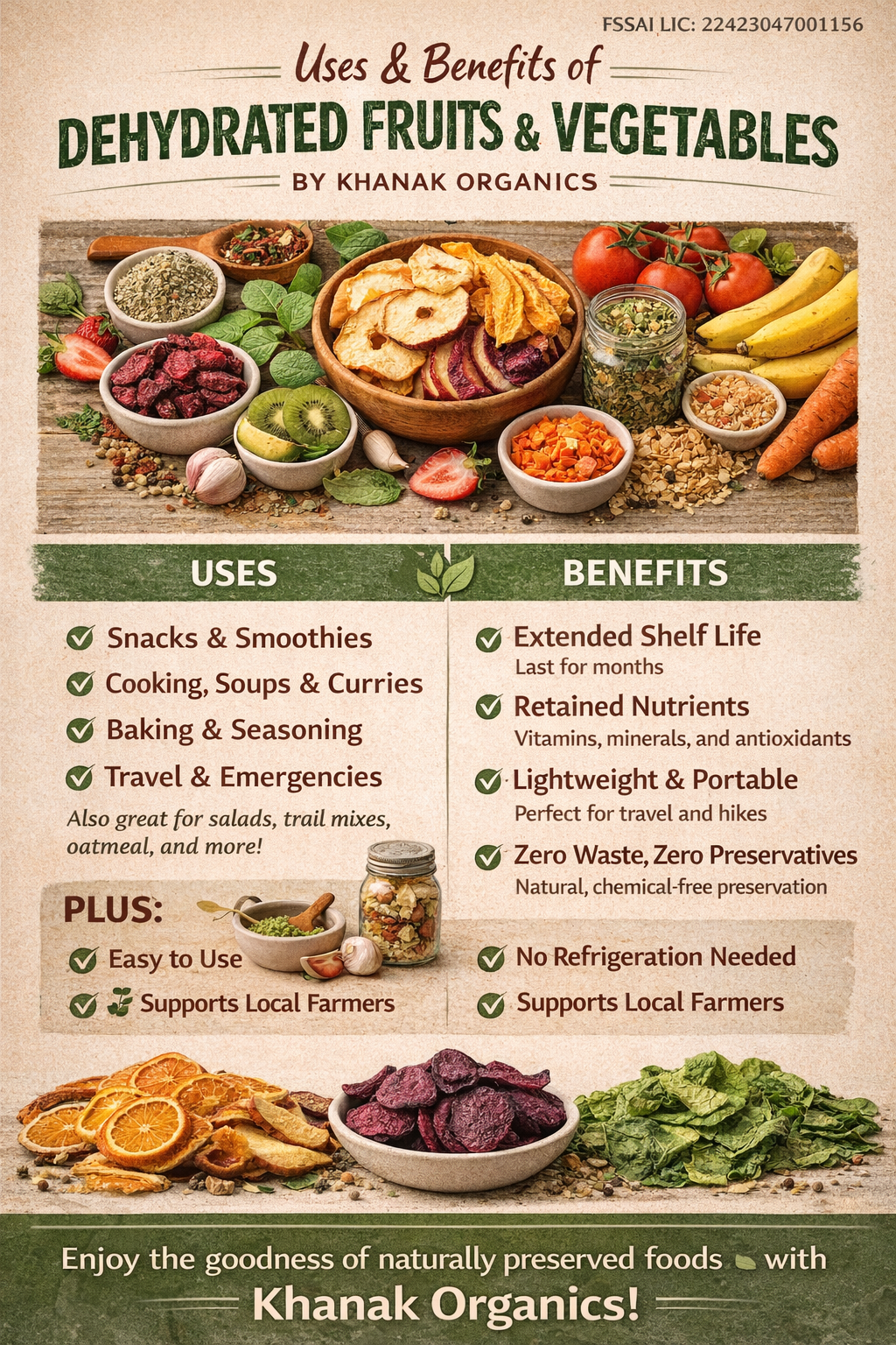 Uses and Benefits of Dehydrated Fruits & Vegetables